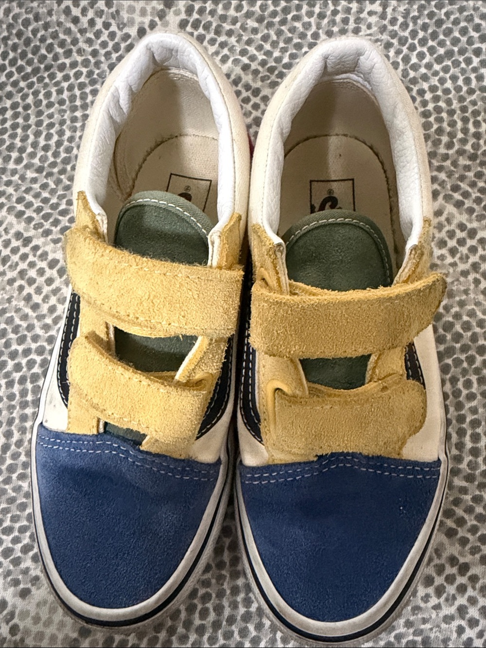 Vans Kids Colorblock Suede & Canvas Sneakers in Blue, Yellow & Green